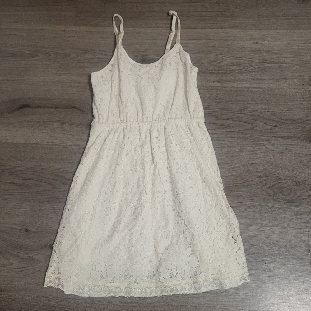 Poetry Cream White Floral Lace Mini Dress size Small Babydoll Cottagecore Fairy - Picture 3 of 8